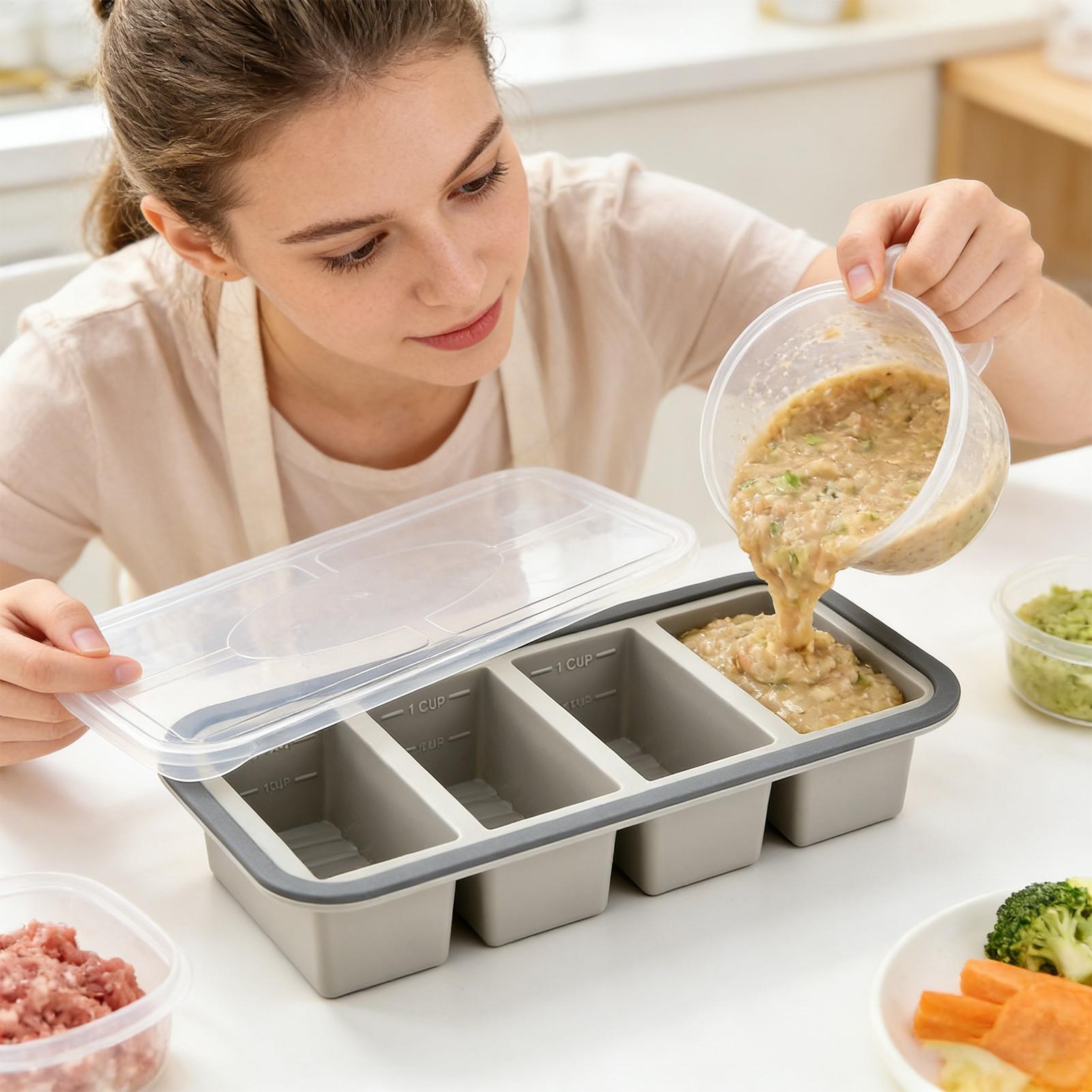 Meal Prep Template - Cetakan Silikon untuk Freezer, Mudah Dilepas,