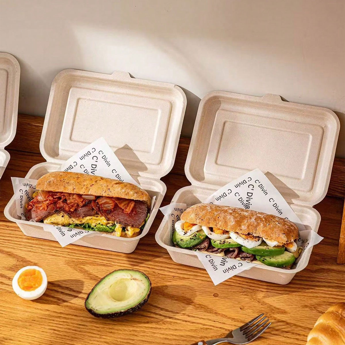 Meal Prep Bowl - Kotak kemasan chabatta, sandwich kemasan kertas,