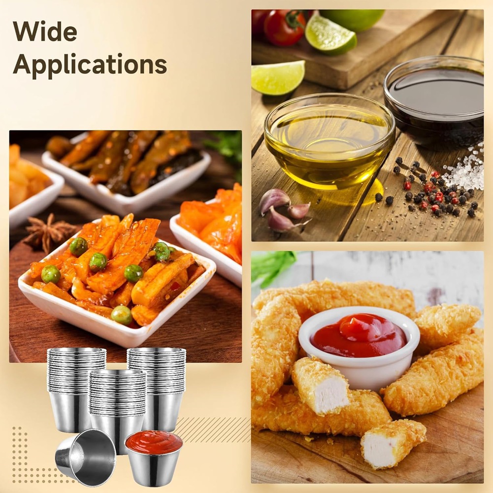 J1UL1N 60 Buah Wadah Saus Baja - Sauce Dipping Cup ulasan dan harga